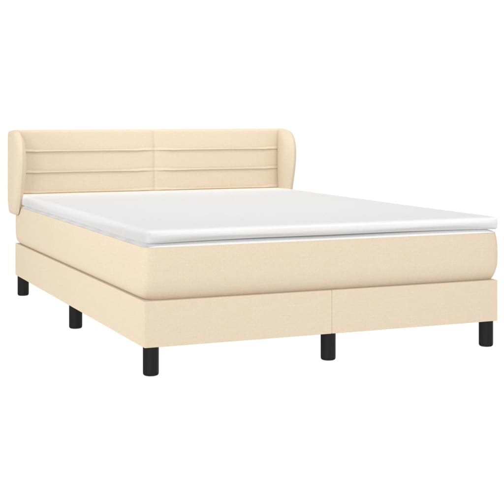 Krevet s oprugama i madracem krem 140x200 cm od tkanine