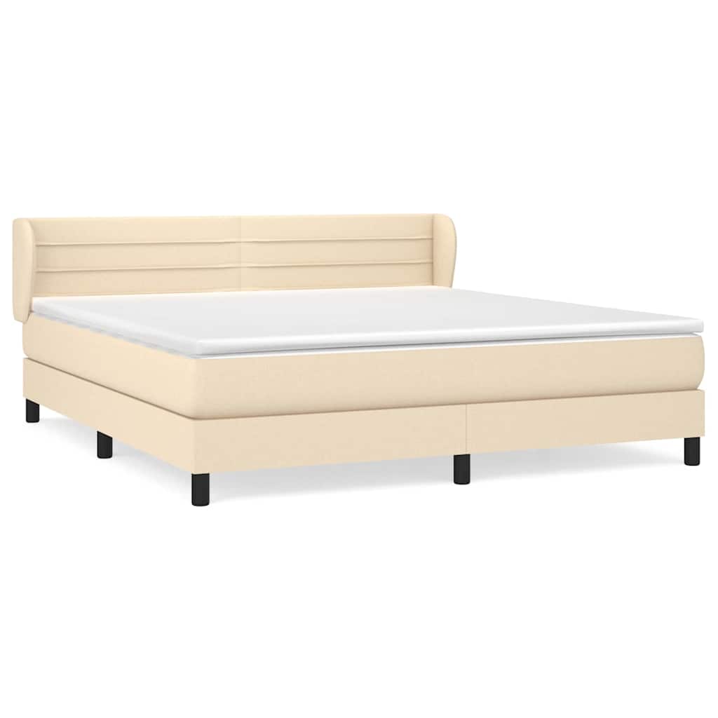 Krevet s oprugama i madracem krem 180x200 cm od tkanine