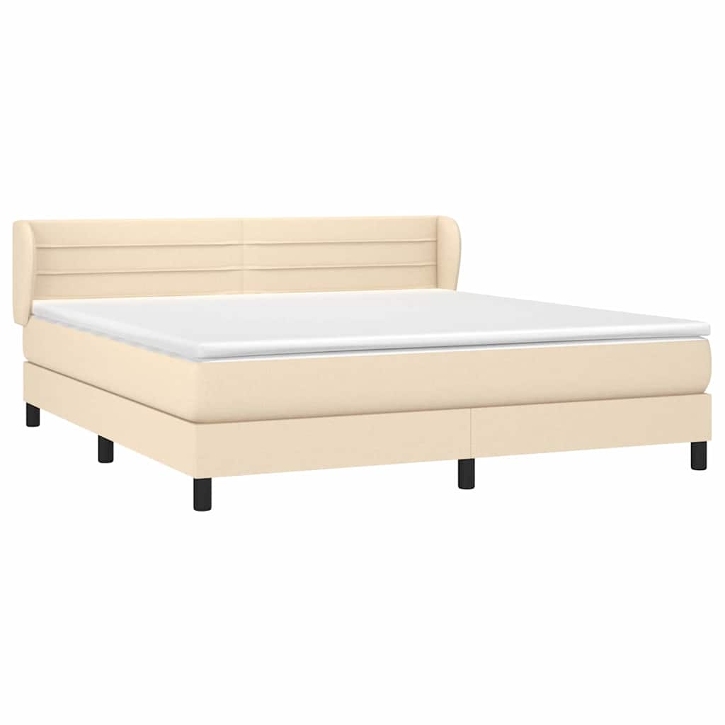 Krevet s oprugama i madracem krem 180x200 cm od tkanine
