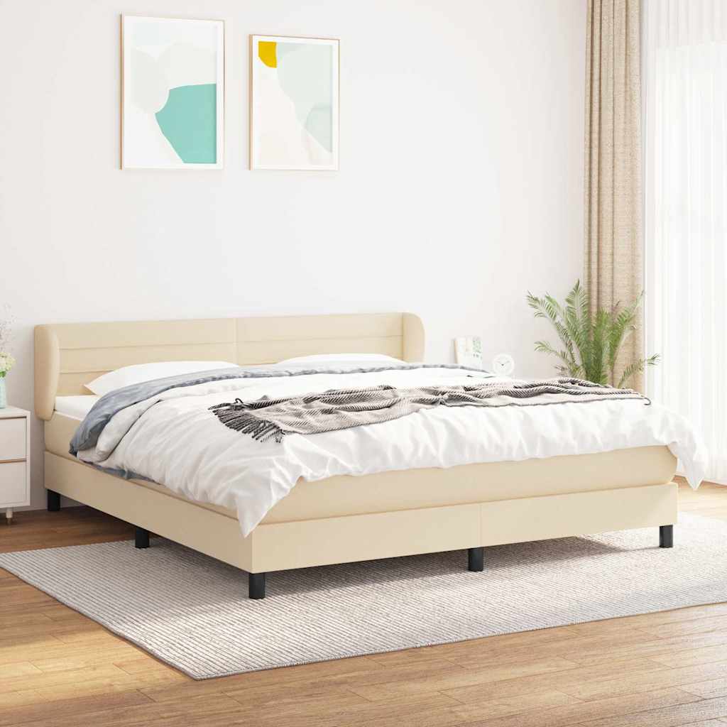 Krevet s oprugama i madracem krem 180x200 cm od tkanine