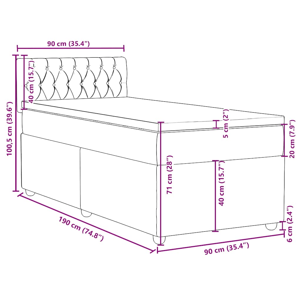 Box spring krevet s madracem crni 80 x 200 cm od tkanine