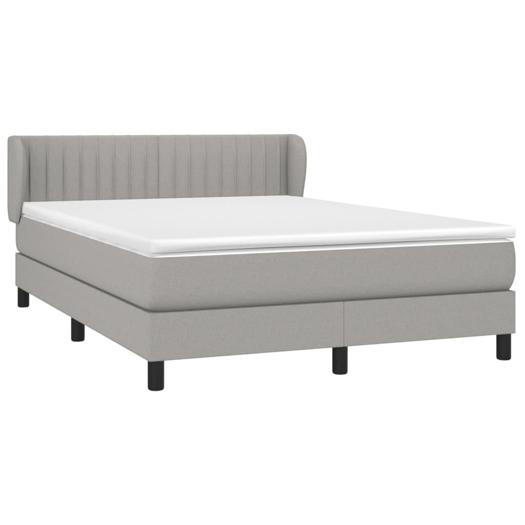 Krevet s oprugama i madracem svjetlosivi 140x190 cm od tkanine