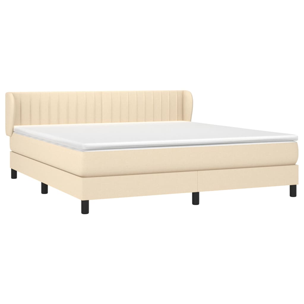 Krevet s oprugama i madracem krem 160x200 cm od tkanine