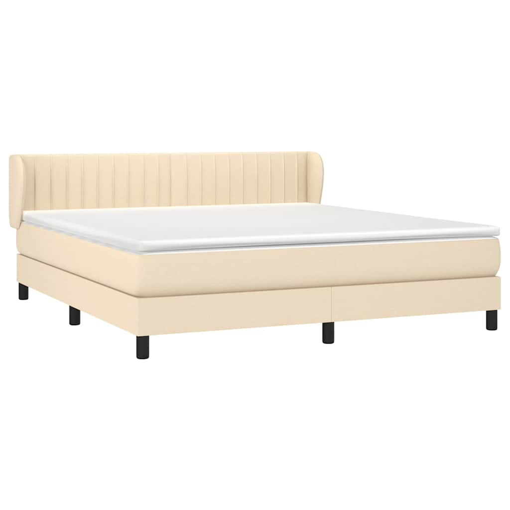 Krevet s oprugama i madracem krem 180x200 cm od tkanine