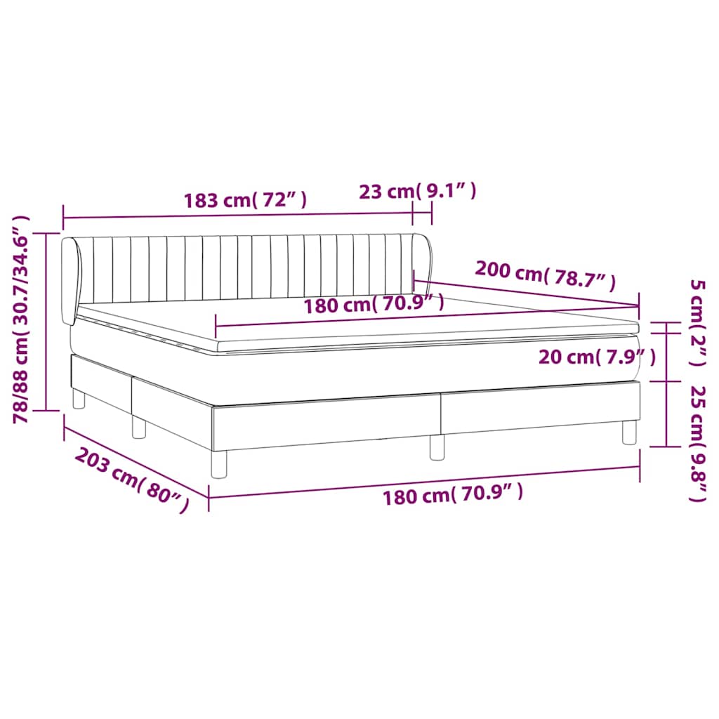 Krevet s oprugama i madracem krem 180x200 cm od tkanine