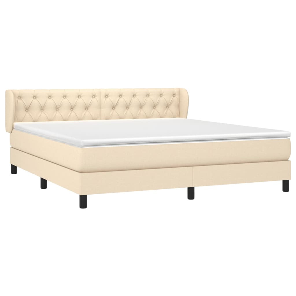 Krevet s oprugama i madracem krem 160x200 cm od tkanine