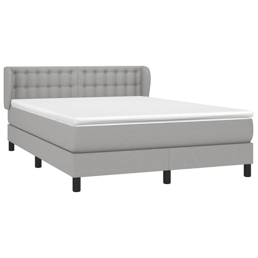 Krevet box spring s madracem svjetlosivi 140x200 cm od tkanine