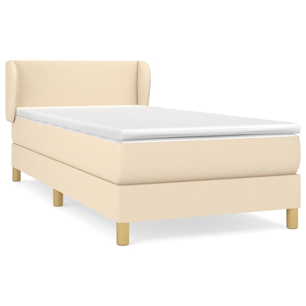 Krevet s oprugama i madracem krem 90 x 190 cm od tkanine