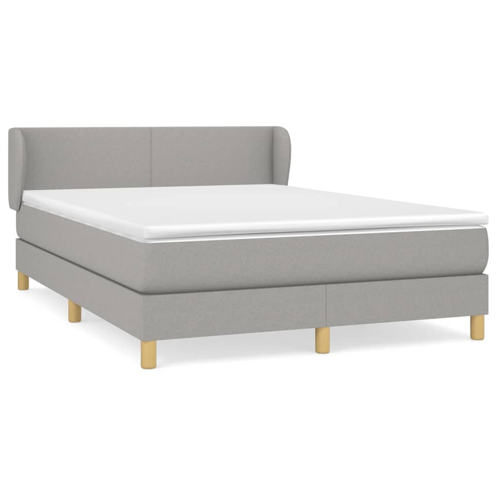 Krevet s oprugama i madracem svjetlosivi 140x190 cm od tkanine