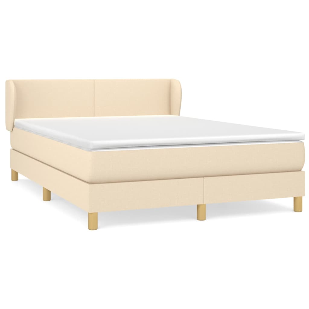 Krevet s oprugama i madracem krem 140 x 190 cm od tkanine