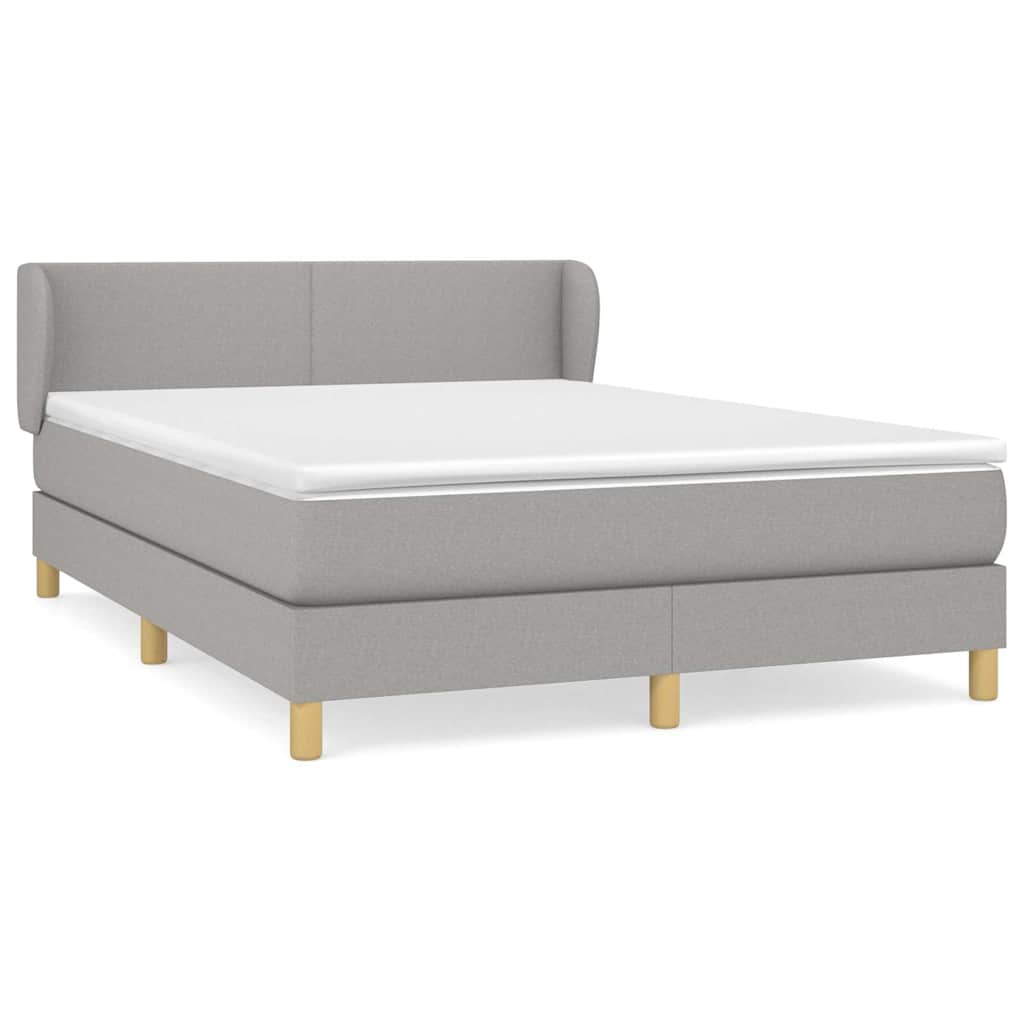 Krevet box spring s madracem svjetlosivi 140x200 cm od tkanine