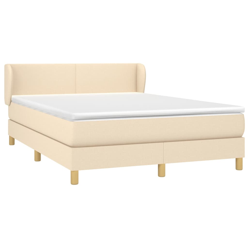 Krevet s oprugama i madracem krem 140x200 cm od tkanine