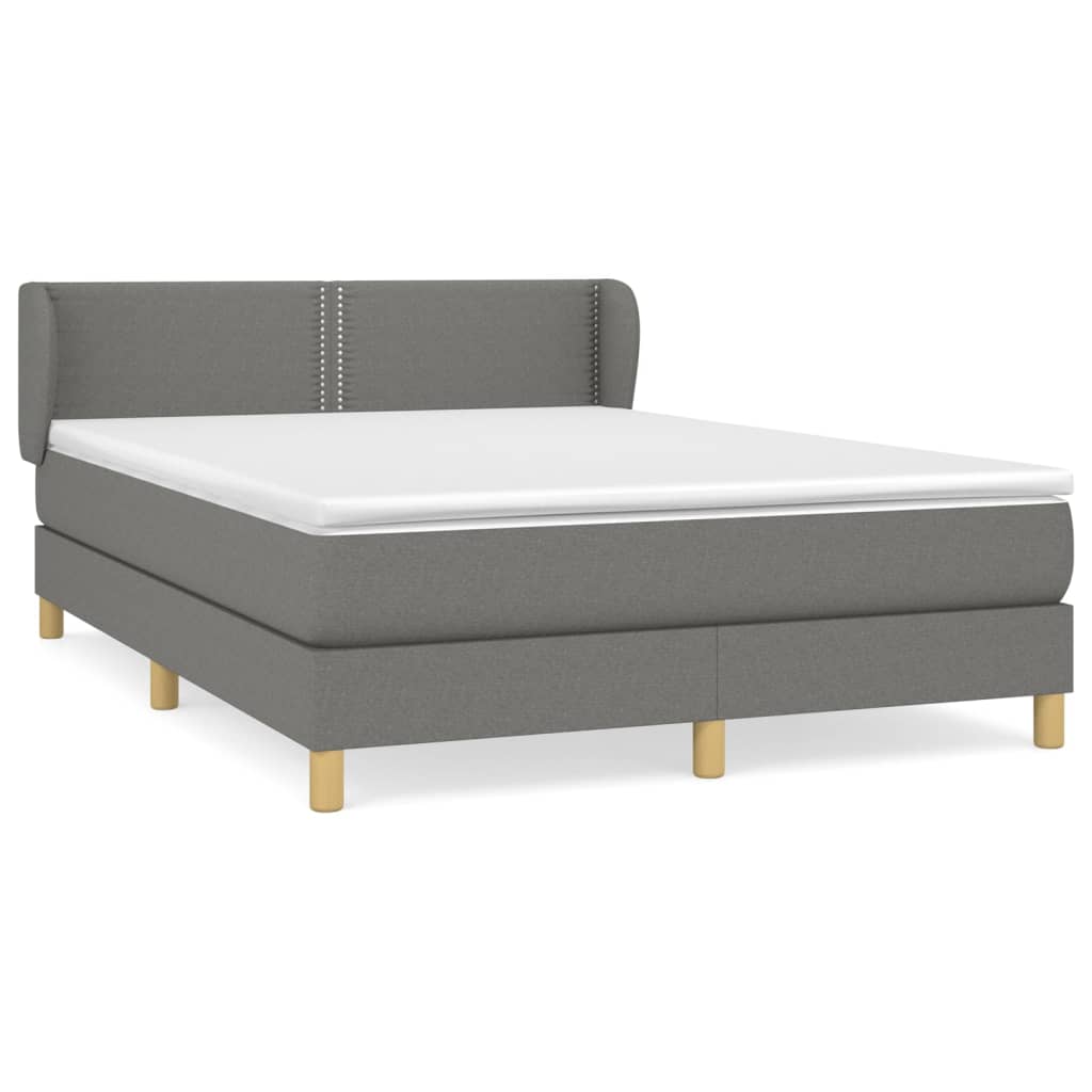 Krevet s oprugama i madracem tamnosivi 140x190 cm od tkanine