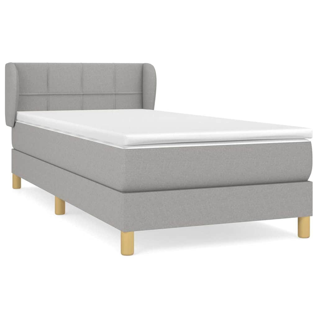 Box spring krevet s madracem svjetlosivi 90x190 cm od tkanine