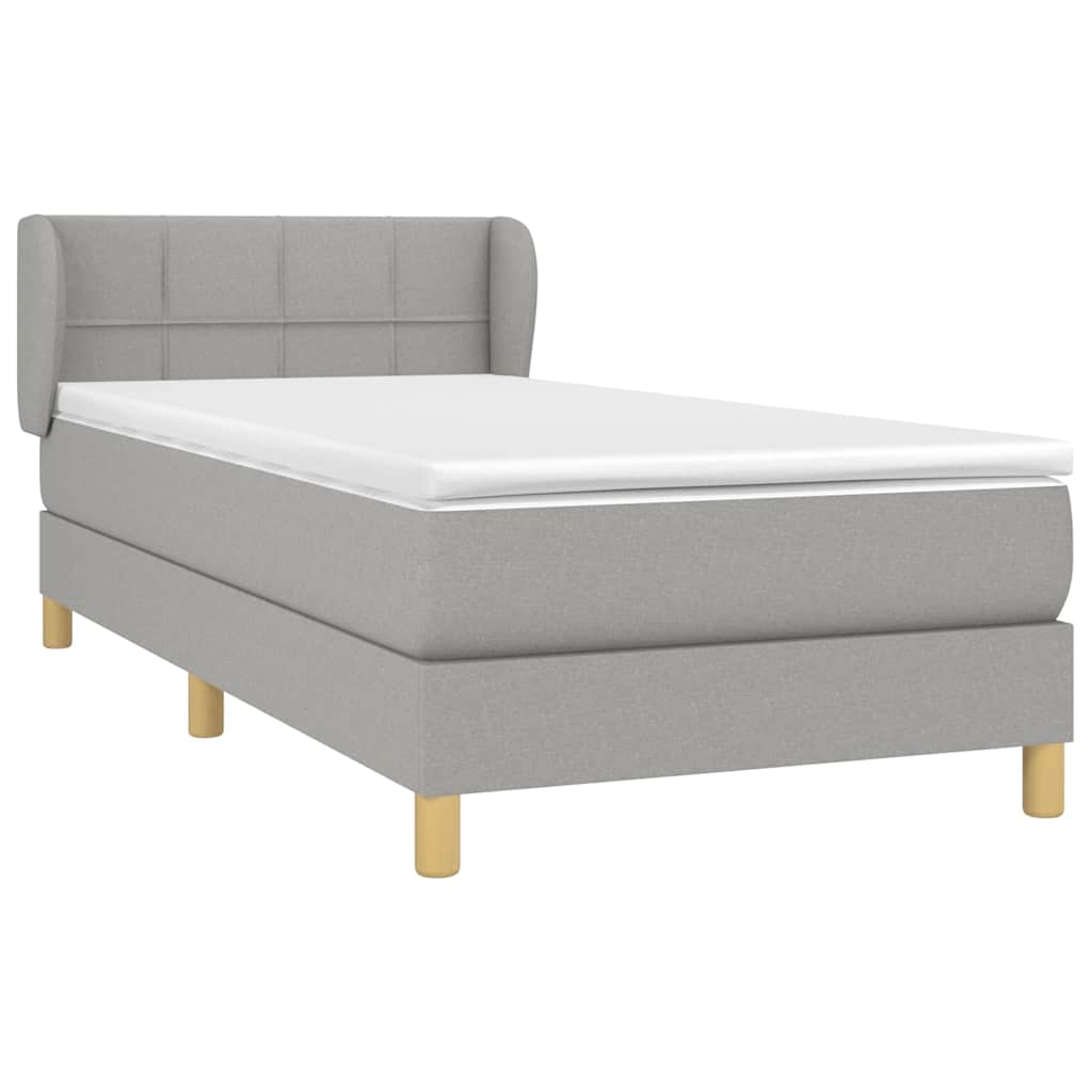 Box spring krevet s madracem svjetlosivi 90x190 cm od tkanine