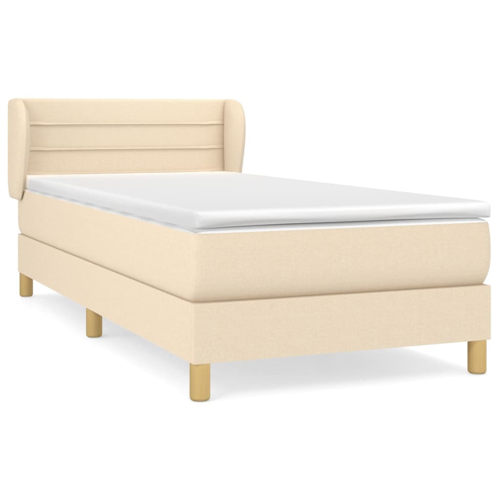 Krevet s oprugama i madracem krem 100 x 200 cm od tkanine