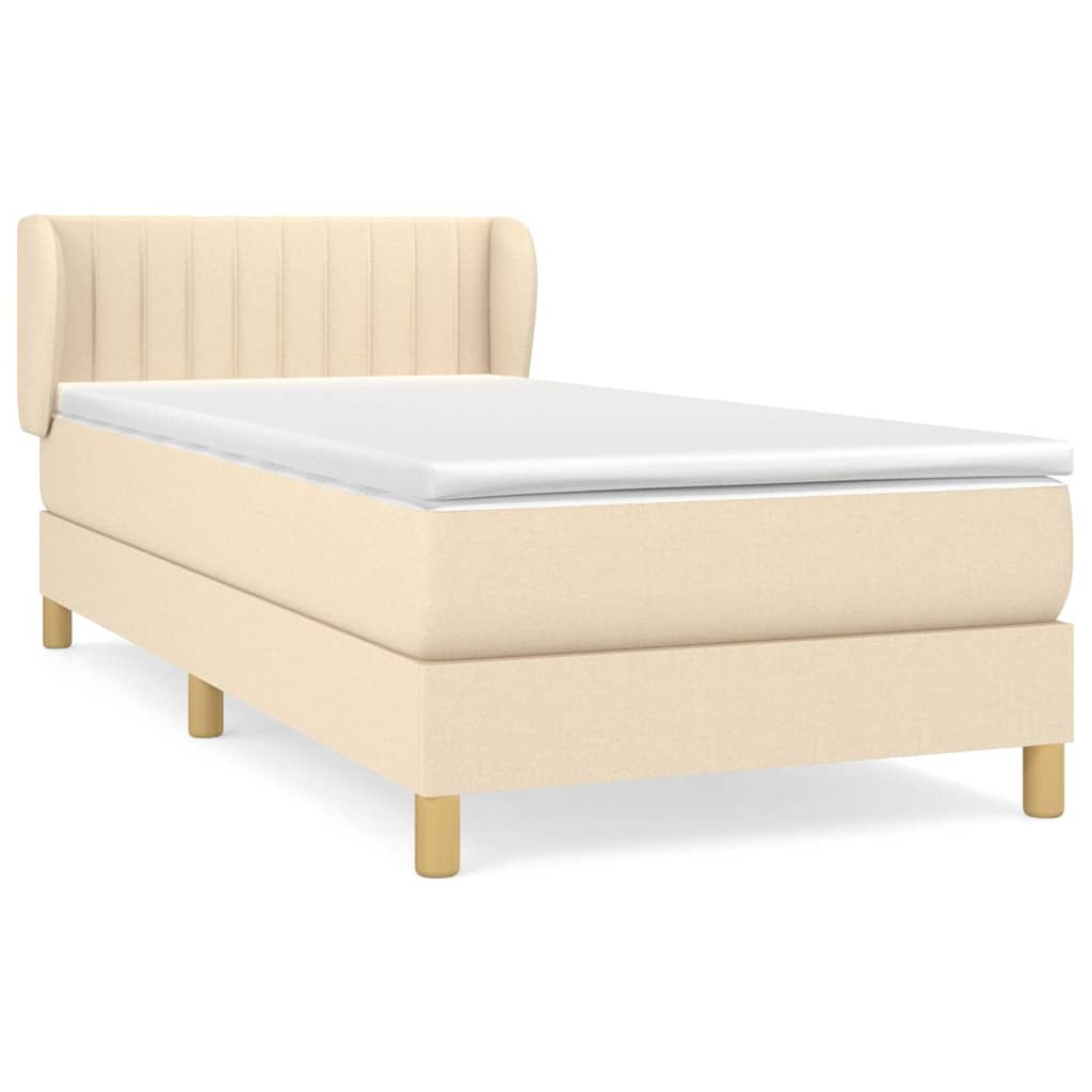 Krevet s oprugama i madracem krem 90 x 190 cm od tkanine