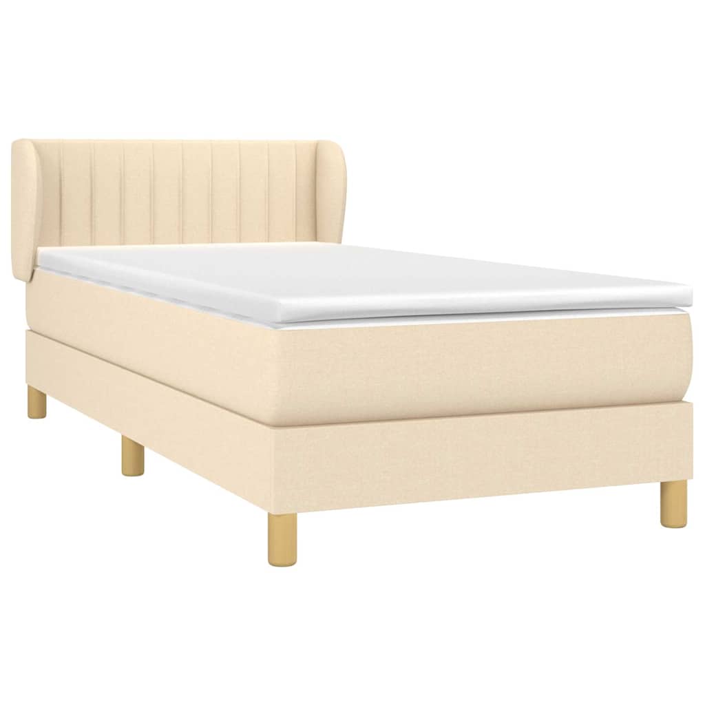 Krevet s oprugama i madracem krem 90 x 190 cm od tkanine