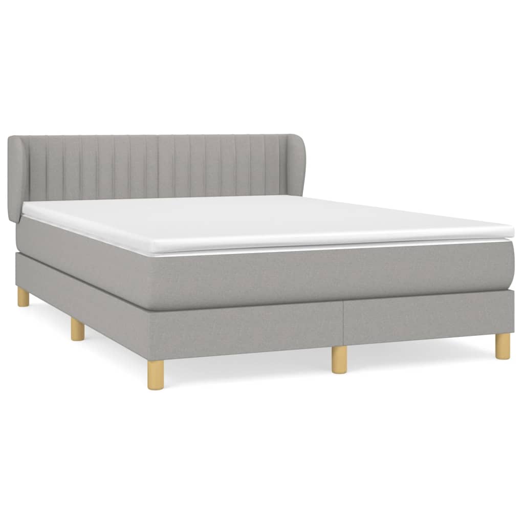Krevet box spring s madracem svjetlosivi 140x200 cm od tkanine
