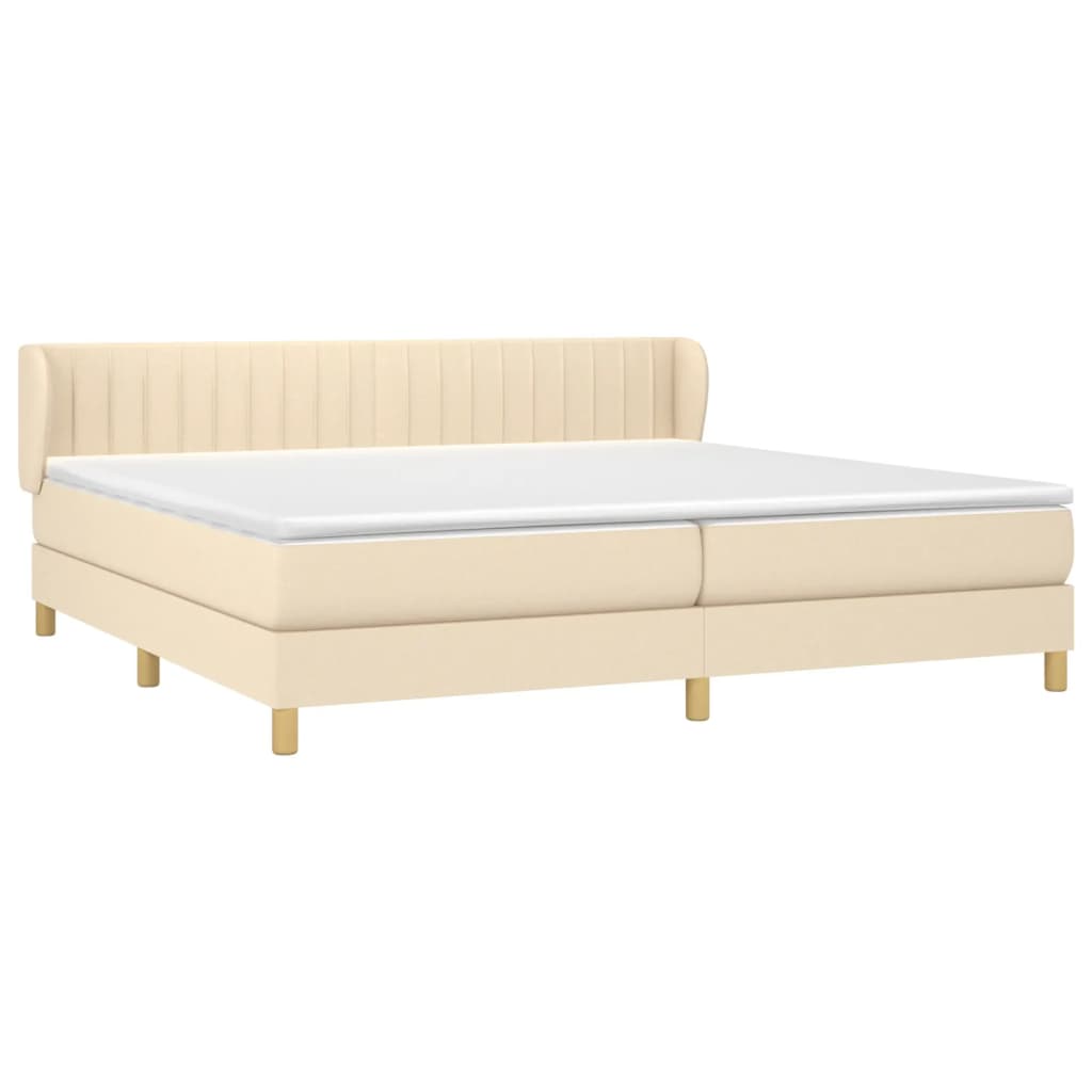 Krevet s oprugama i madracem krem 200 x 200 cm od tkanine
