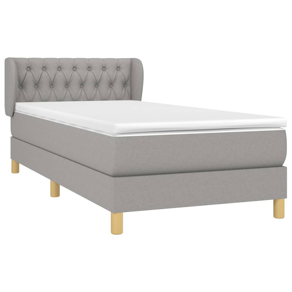 Box spring krevet s madracem svjetlosivi 90x190 cm od tkanine