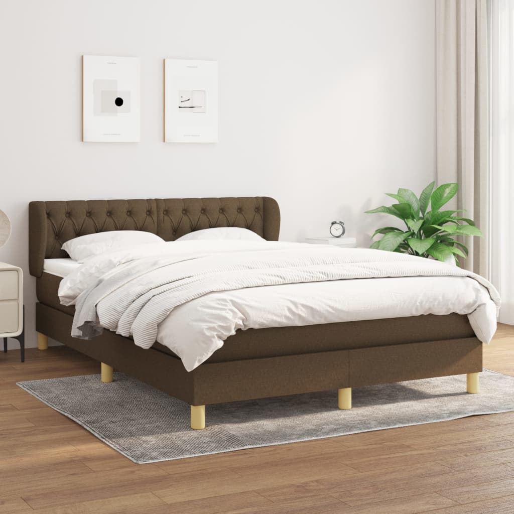 Krevet s oprugama i madracem tamnosmeđi 140 x 190 cm od tkanine