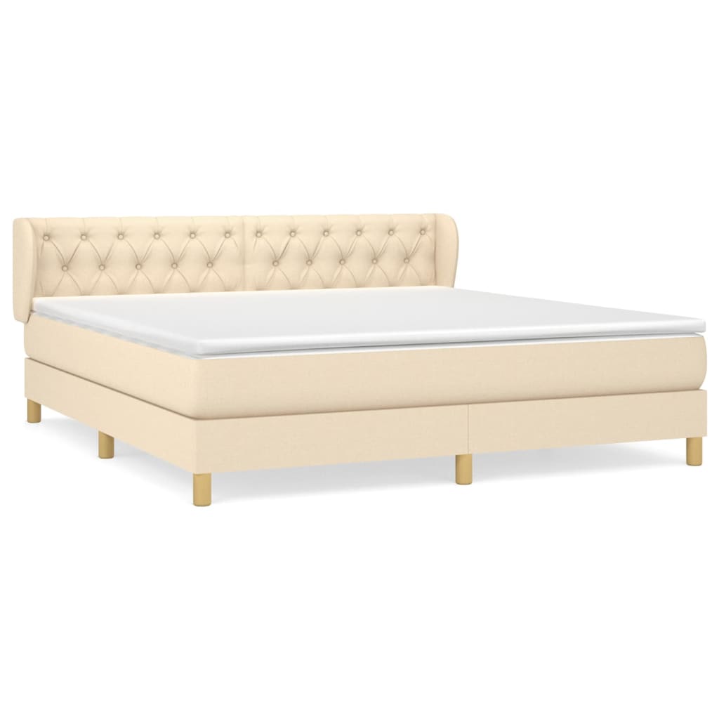 Krevet s oprugama i madracem krem 160x200 cm od tkanine
