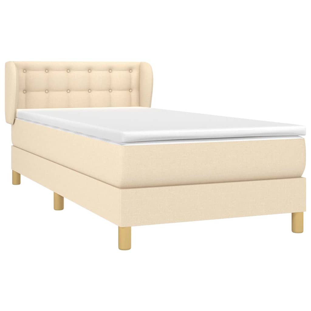 Krevet s oprugama i madracem krem 90 x 190 cm od tkanine