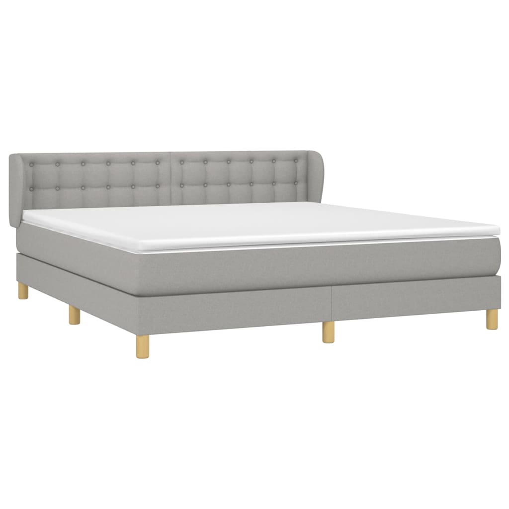 Krevet box spring s madracem svjetlosiva 160x200 cm tkanina