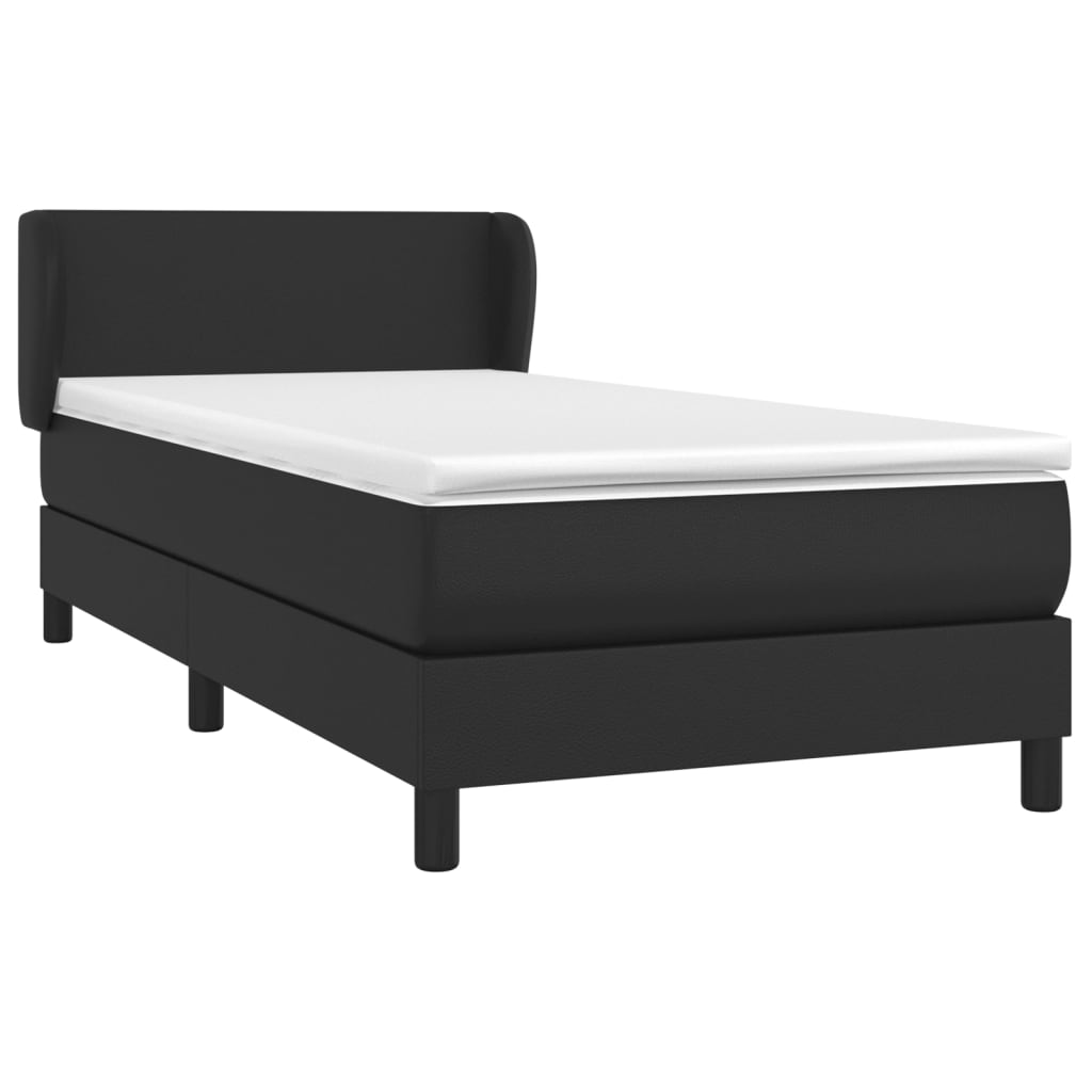 Krevet s oprugama i madracem crni 90x190 cm od umjetne kože