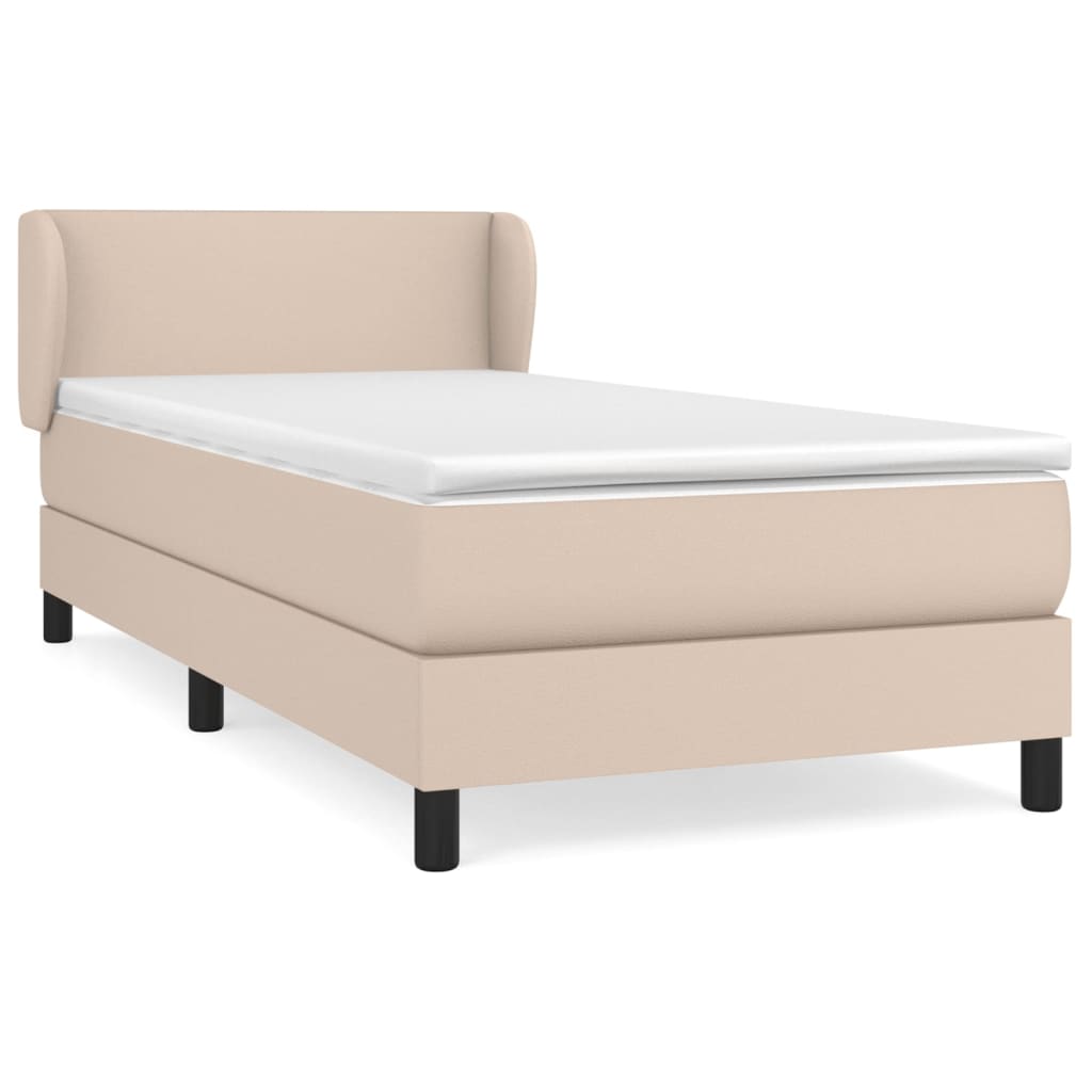 Krevet s oprugama i madrac cappuccino 90x200 cm od umjetne kože