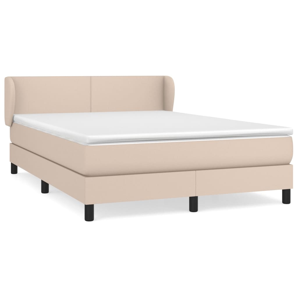 Krevet s oprugama i madrac cappuccino 140x190cm od umjetne kože