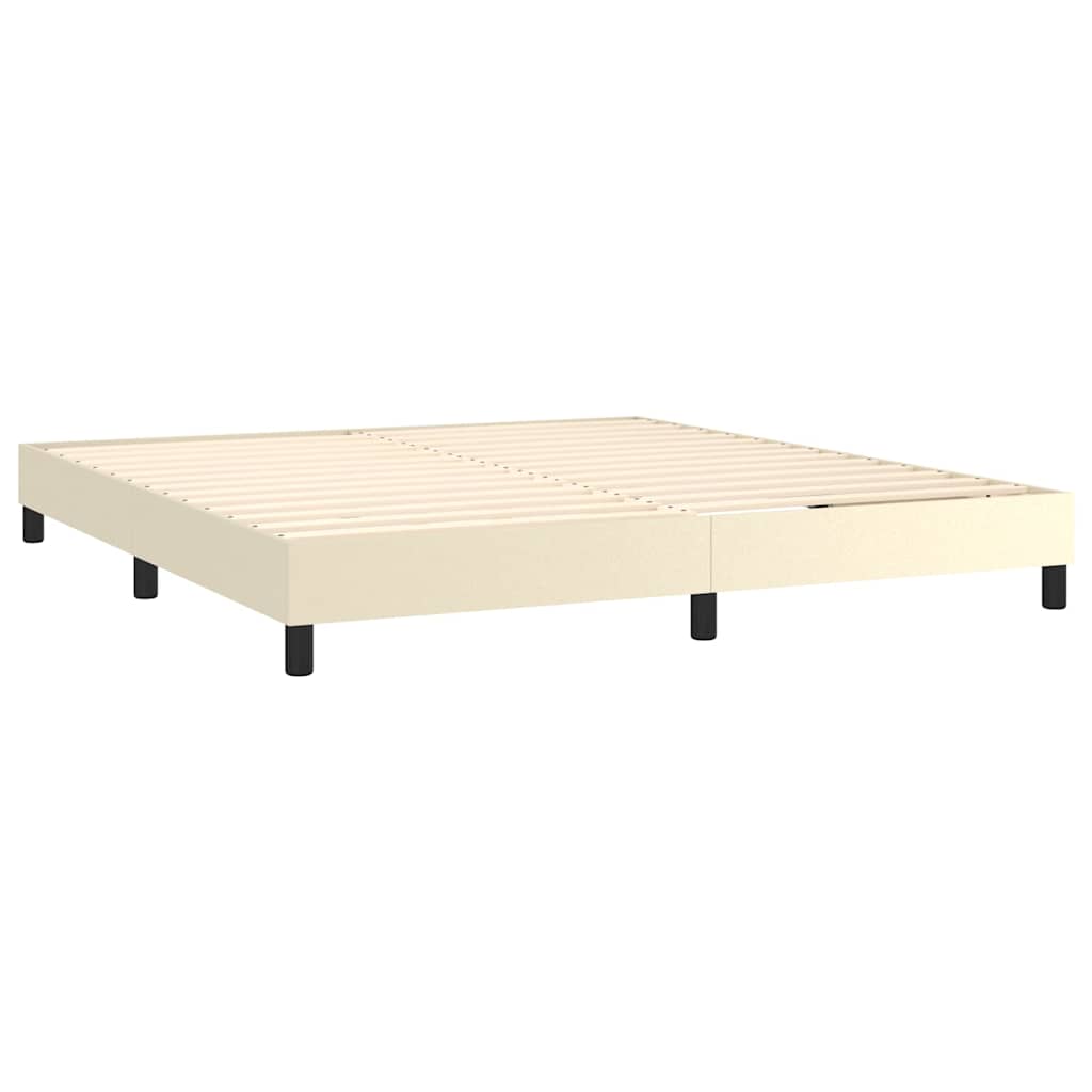 Krevet s oprugama i madracem krem 180x200 cm od umjetne kože