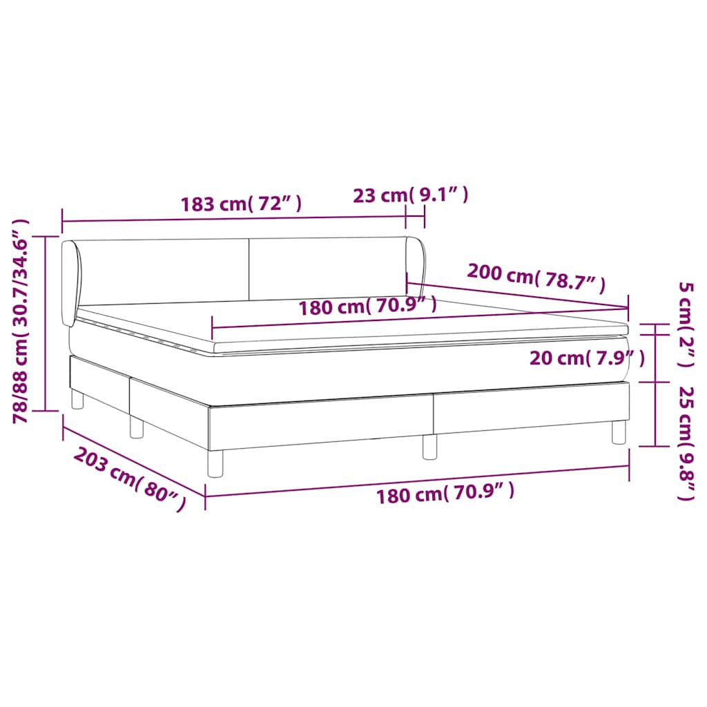 Krevet s oprugama i madracem krem 180x200 cm od umjetne kože