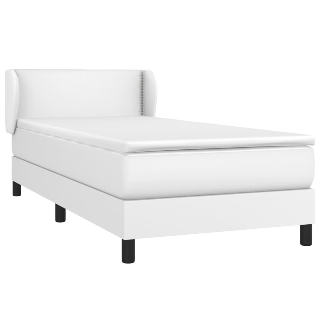 Krevet s oprugama i madracem bijeli 100x200 cm od umjetne kože