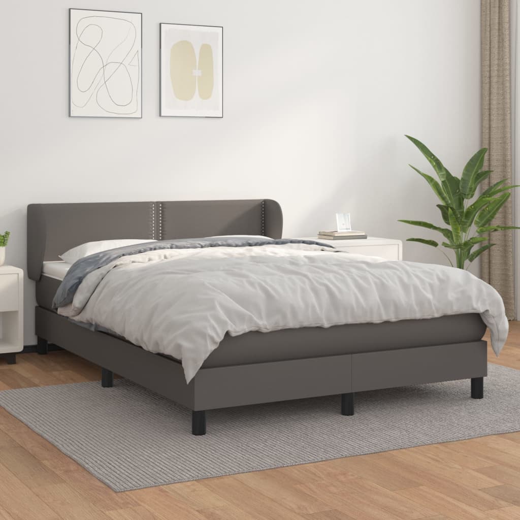 Krevet s oprugama i madracem sivi 140x200 cm od umjetne kože