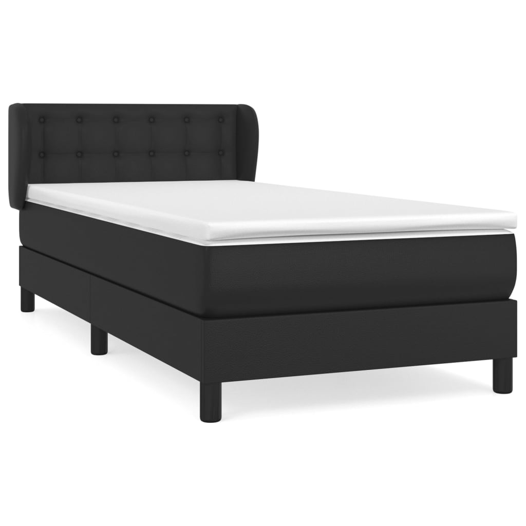 Krevet s oprugama i madracem crni 90x190 cm od umjetne kože