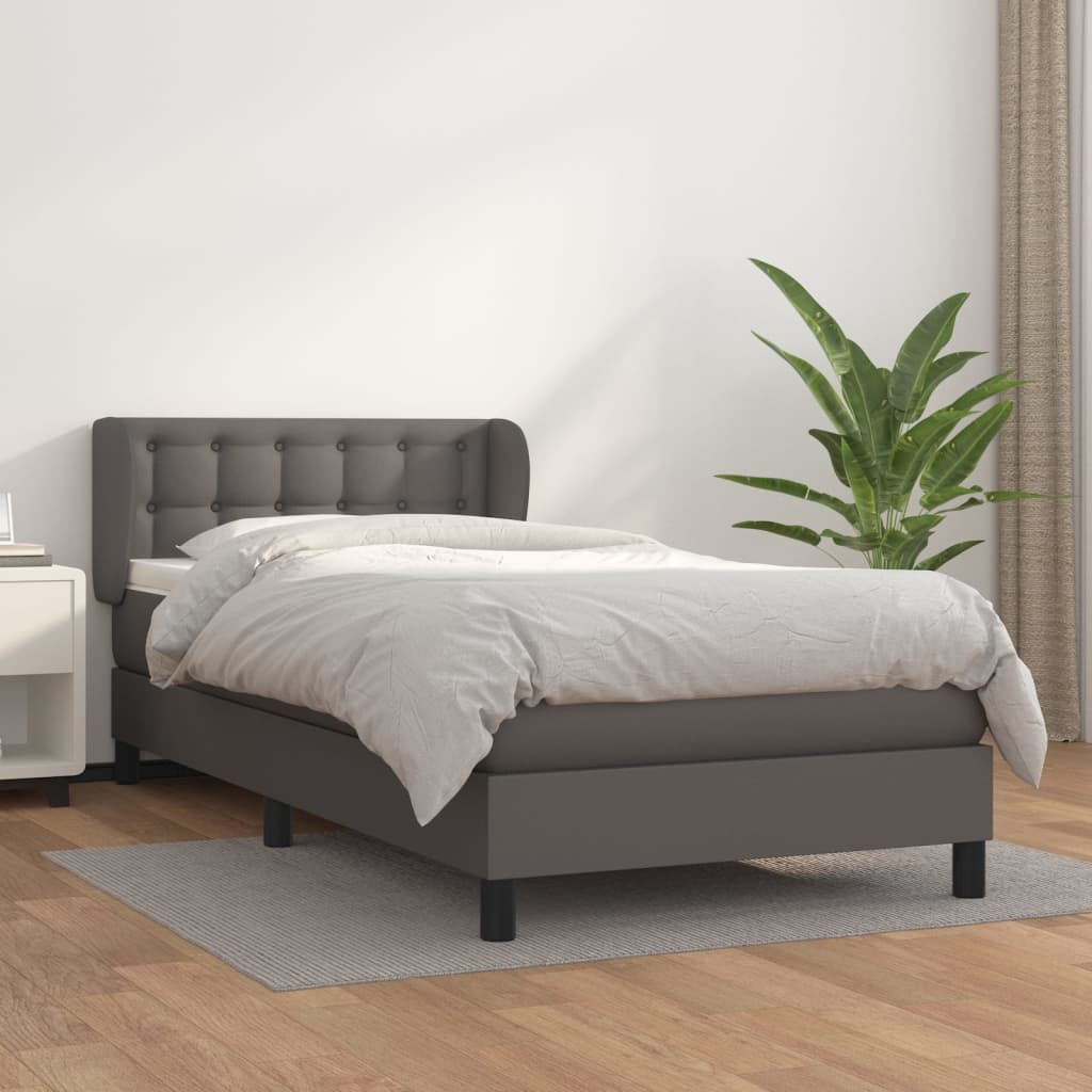 Krevet s oprugama i madracem sivi 100x200 cm od umjetne kože