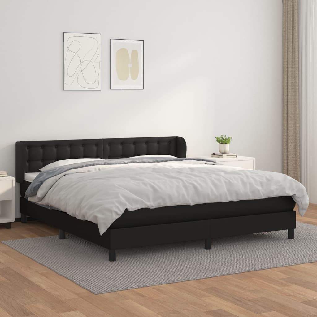 Krevet s oprugama i madracem crni 160 x 200 cm od umjetne kože