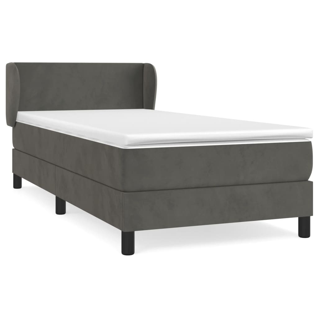 Box spring krevet s madracem tamnosivi 80 x 200 cm baršunasti
