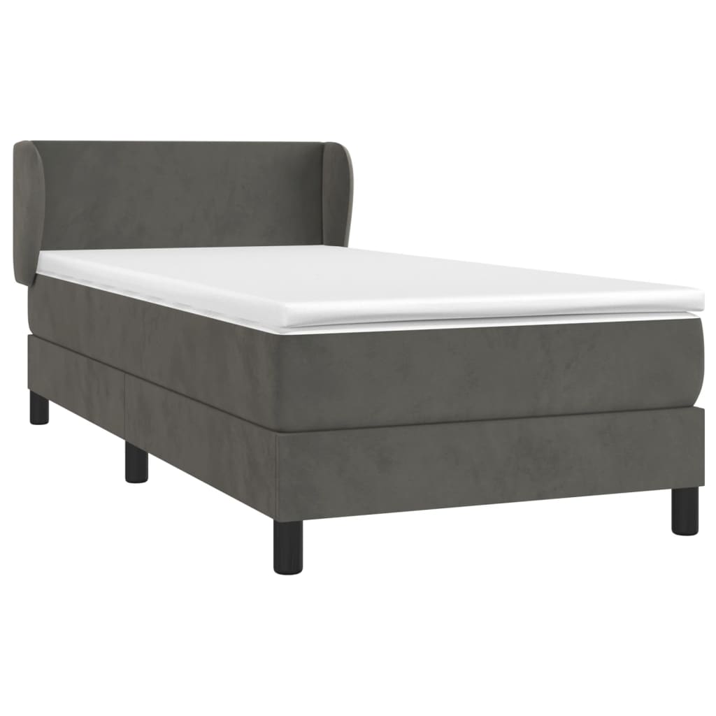 Box spring krevet s madracem tamnosivi 80 x 200 cm baršunasti