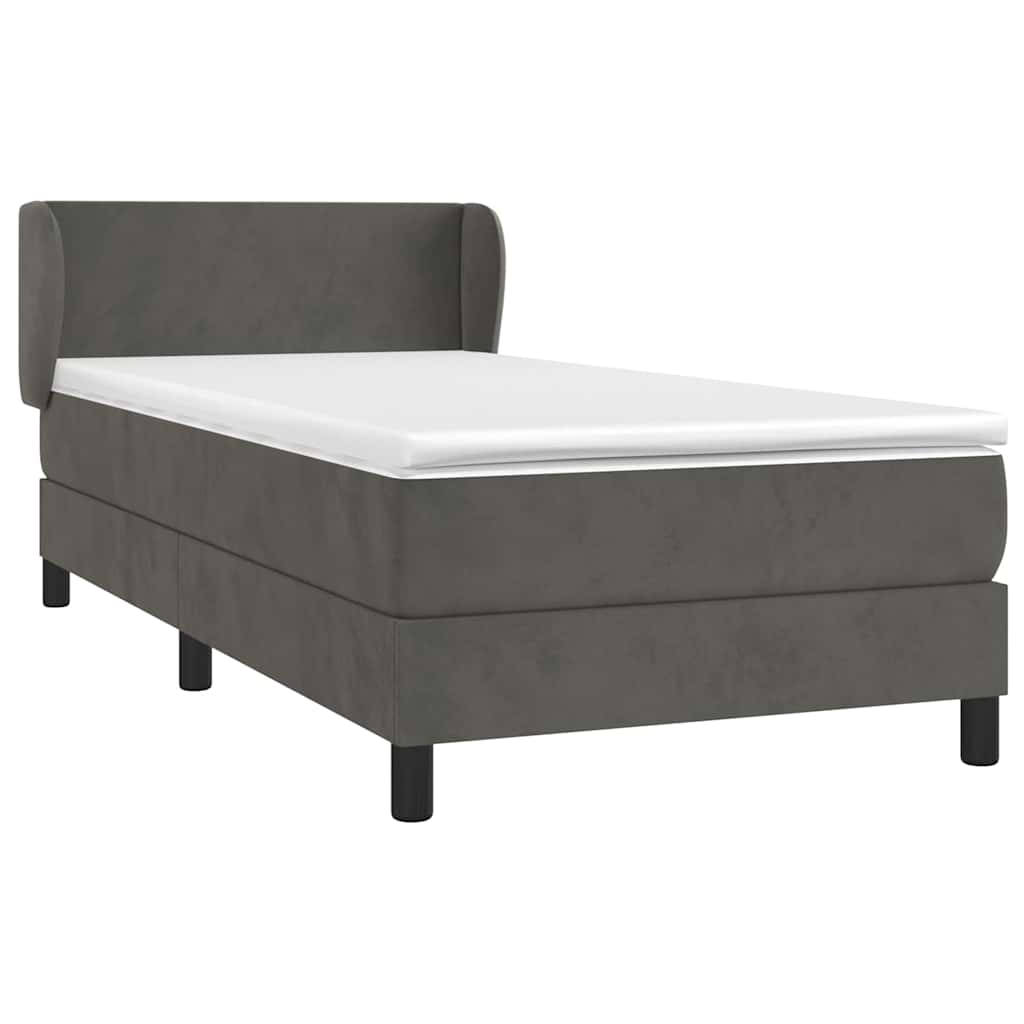 Box spring krevet s madracem tamnosivi 90x200 cm baršunasti