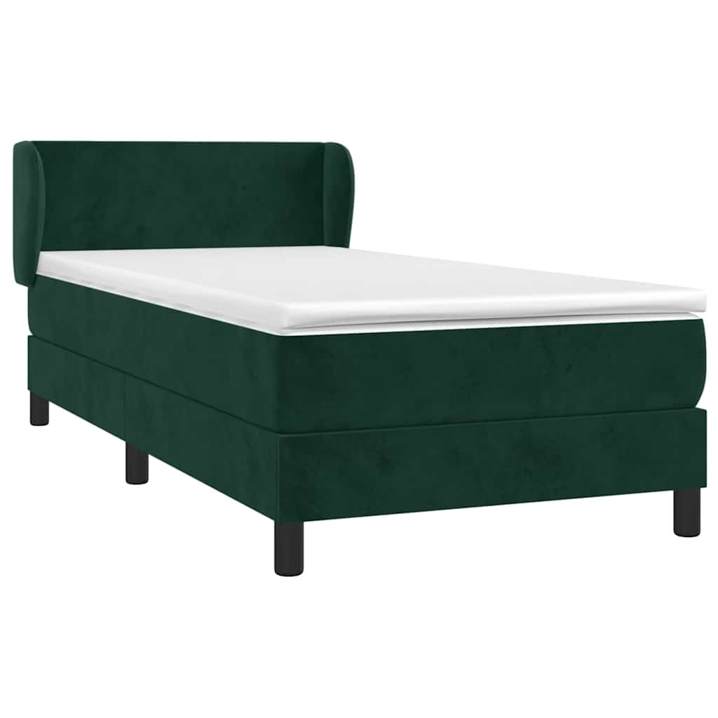 Box spring krevet s madracem tamnozeleni 90x200 cm baršunasti