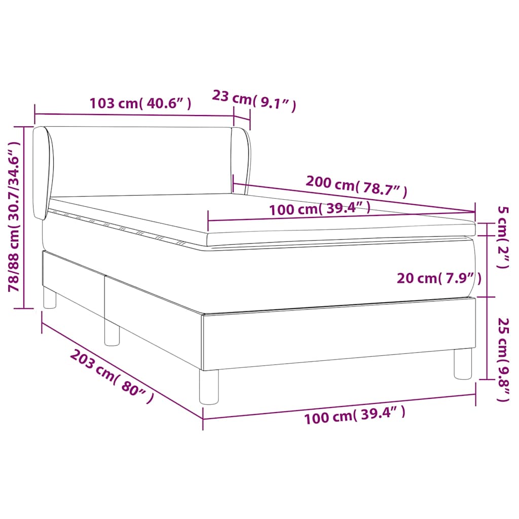 Box spring krevet s madracem tamnozeleni 100x200 cm baršunasti