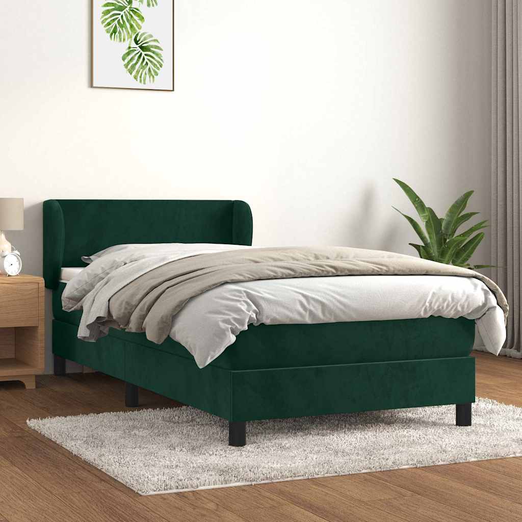 Box spring krevet s madracem tamnozeleni 100x200 cm baršunasti