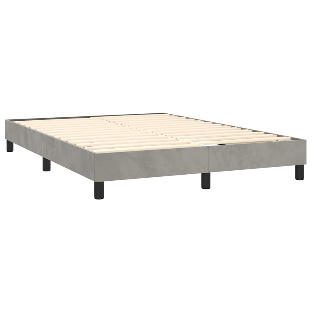 Krevet s oprugama i madracem svjetlosivi 140x190 cm baršunasti