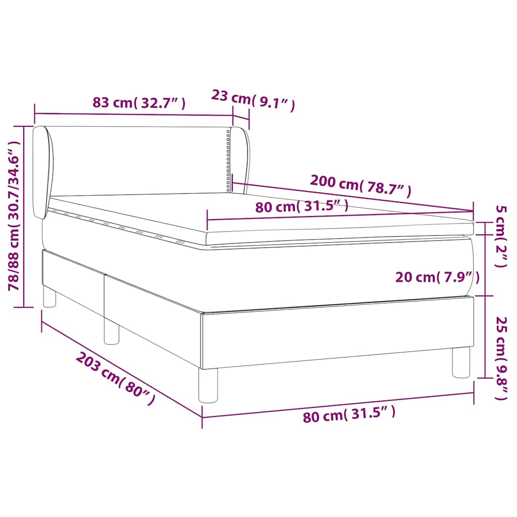 Box spring krevet s madracem tamnozeleni 80 x 200 cm baršunasti