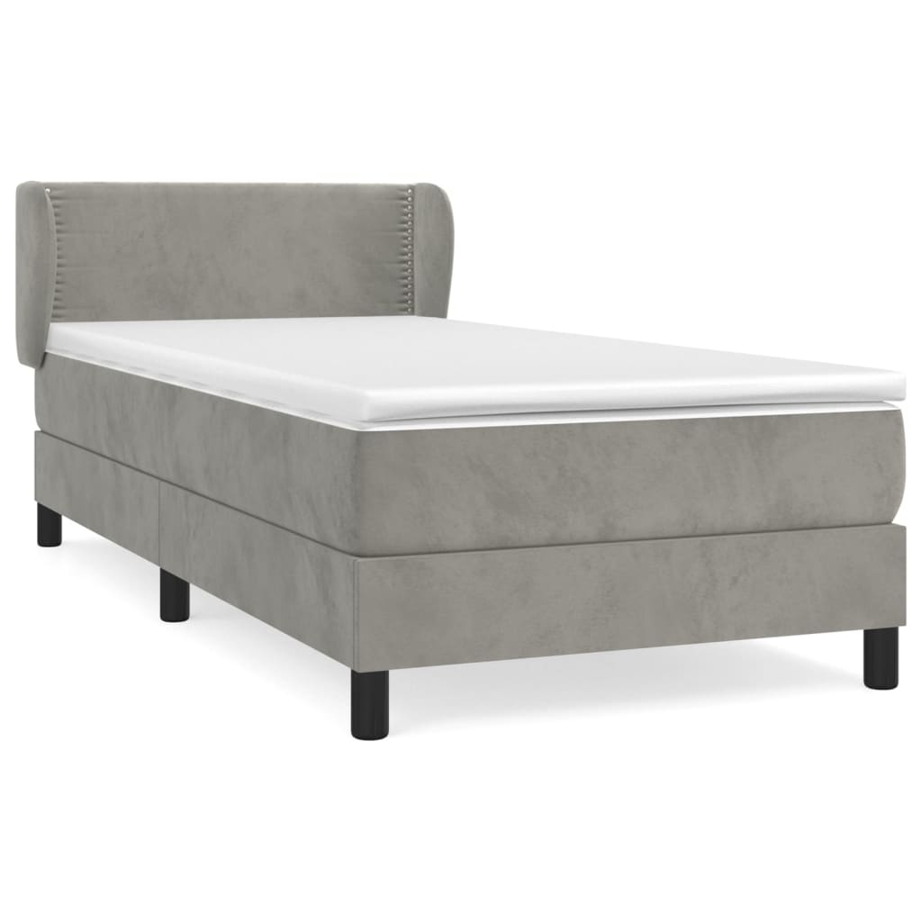 Box spring krevet s madracem svjetlosivi 100x200 cm baršunasti