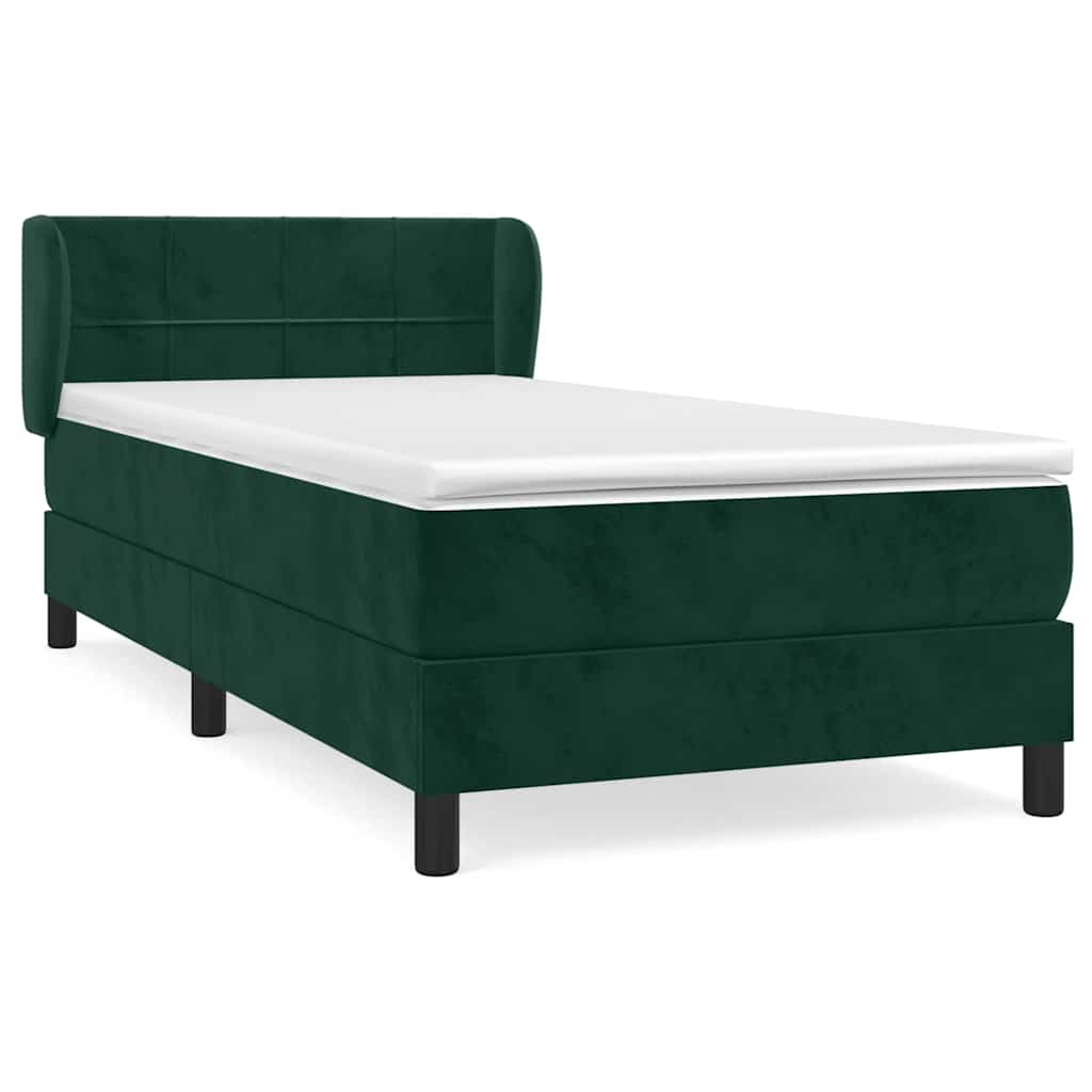 Box spring krevet s madracem tamnozeleni 90x190 cm baršunasti
