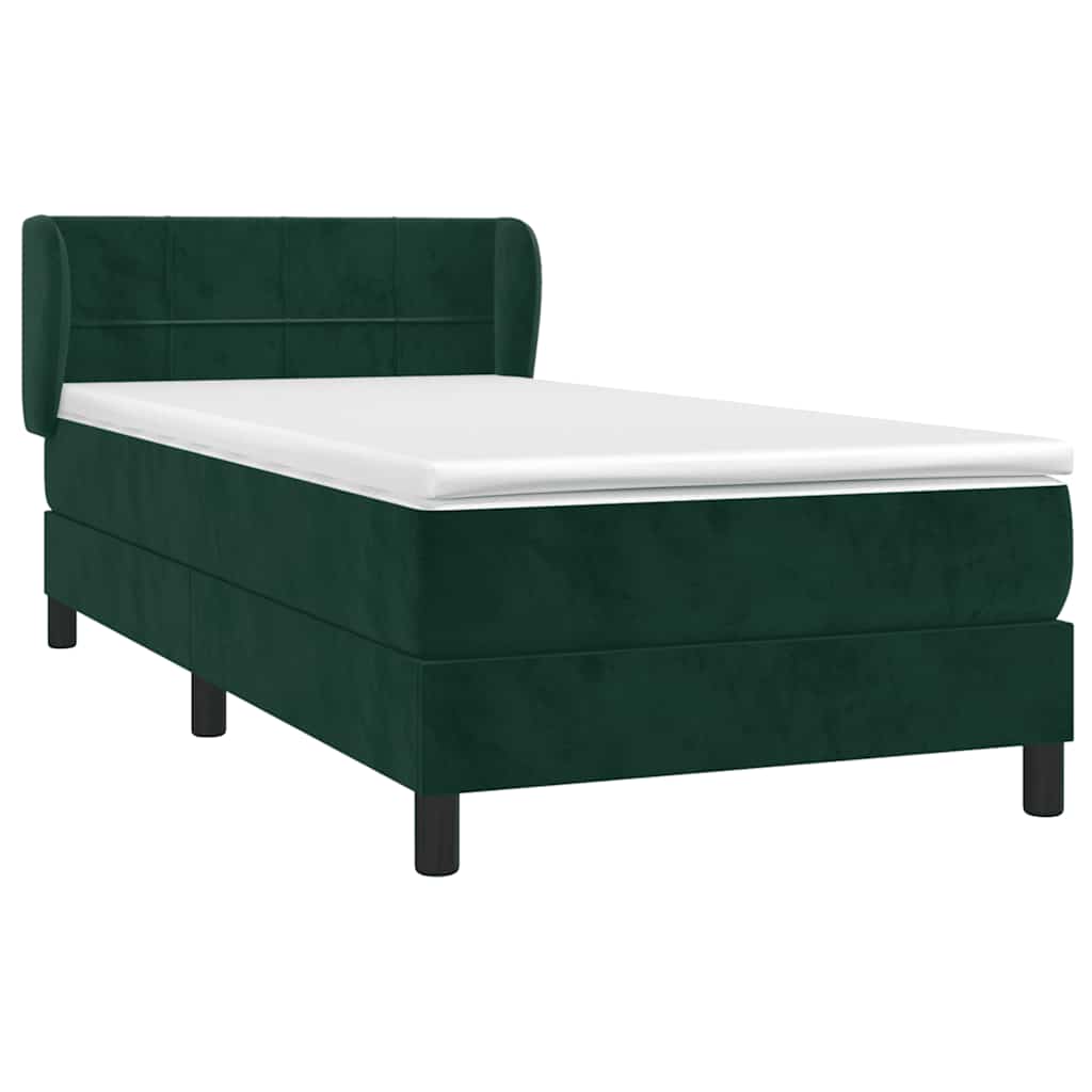 Box spring krevet s madracem tamnozeleni 90x190 cm baršunasti